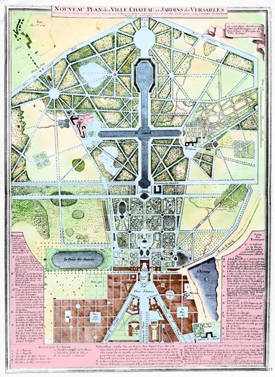 Nuovo piano della città, del castello e dei giardini di Versailles, 1714 da French School