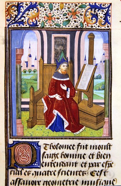 Un filosofo, possibilmente Pilofounce, da Histoire des Philosophes, fine XV secolo da French School