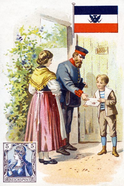 Un postino in Germania che consegna una lettera, fine XIX secolo da French School