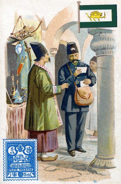 Un postino in Persia che consegna la posta, fine XIX secolo da French School