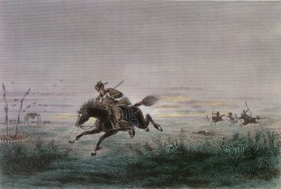 Un postino del Pony Express americano attaccato dai nativi americani da French School