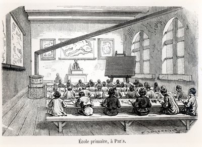 Una scuola primaria a Parigi, da Almanach du Magasin Pittoresque, 1975 da French School