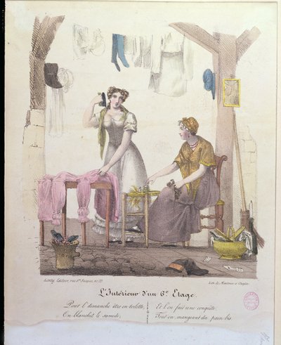 Una stanza al sesto piano, inciso da Montoux e Cheyere, 1830 da French School
