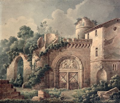 Un Castello in Rovina, c.1820 da French School