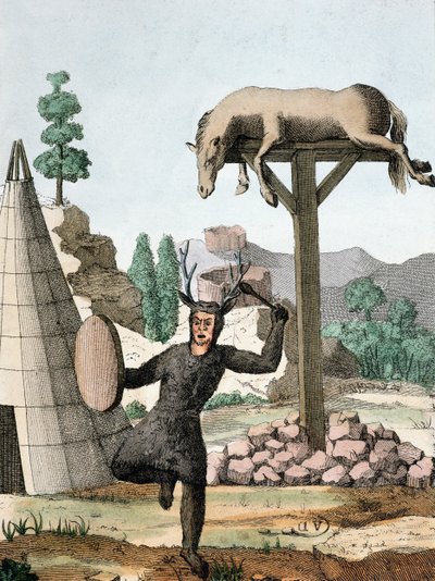 Uno sciamano tartaro siberiano e luogo di sepoltura, c.1811 da French School