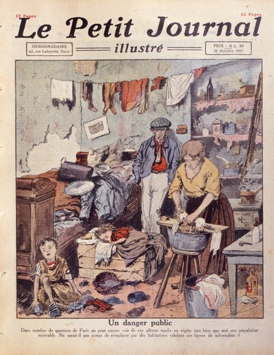 Un quartiere povero a Parigi, illustrazione da Le Petit Journal, 30 ottobre 1921 da French School
