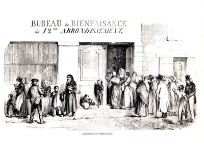 Un ufficio di assistenza sociale nel 12° arrondissement di Parigi, c.1870 da French School