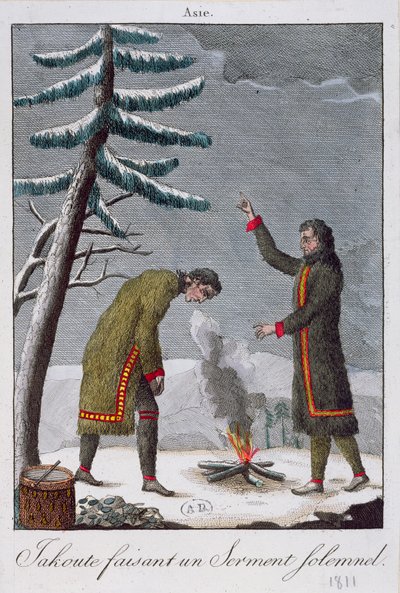 Un uomo Yakut che fa un giuramento solenne, 1811 da French School
