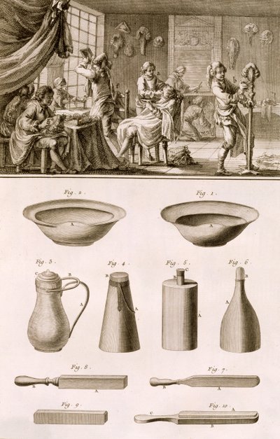 Un barbiere e i suoi attrezzi, dall