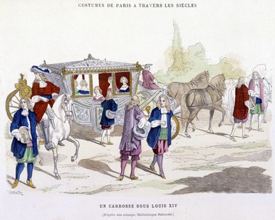 Una carrozza sotto Luigi XIV - in “Paris à travers les siècles” di H. Gourdon de Genouillac da French School