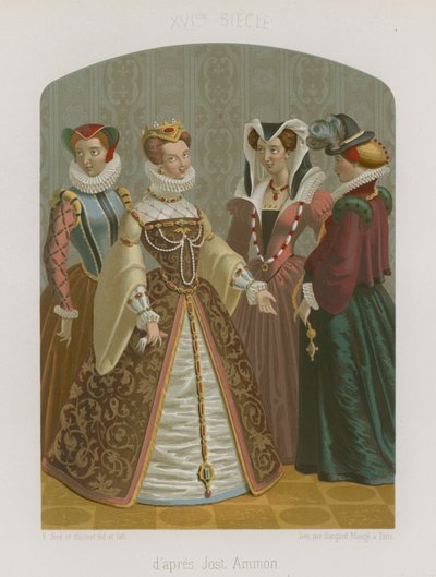 Un gruppo di donne ben vestite da French School