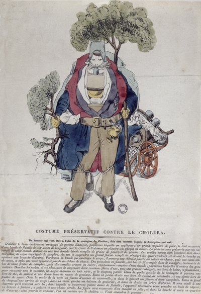 Un uomo protetto contro il colera, c.1831 da French School