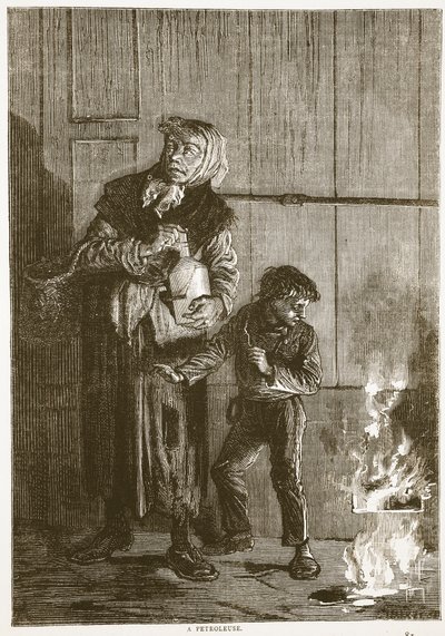 Una petroleuse, aprile 1871, illustrazione da Cassells History of the War between France and Germany, 1870-1871 da French School