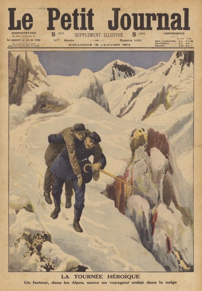Un postino che salva un viaggiatore perso nella neve nelle Alpi da French School