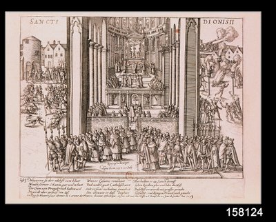 Abiura di Enrico IV (1553-1610) a St. Denis il 15 luglio 1593 da French School