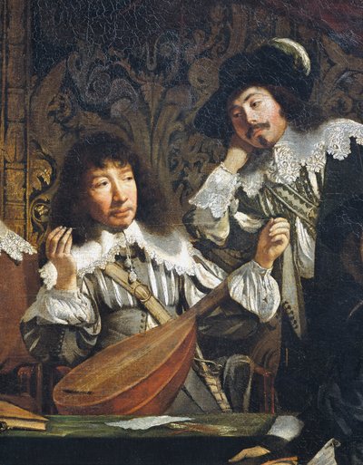 Accademia di musica, o Riunione di amatori, circa 1640, di artista sconosciuto della scuola francese (dettaglio) da French School