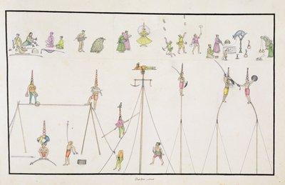 Acrobati, giocolieri, imitatori, intrattenitori dal Gentil Album, pubblicato nel 1774 da French School