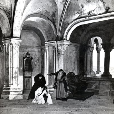 Atto IV, Scena 2 di Pelleas et Melisande di Debussy, da una fotografia della prima produzione nell