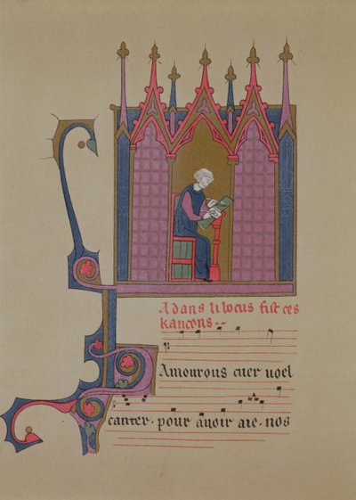 Adam de la Halle, facsimile di un manoscritto del XV secolo, XIX secolo da French School