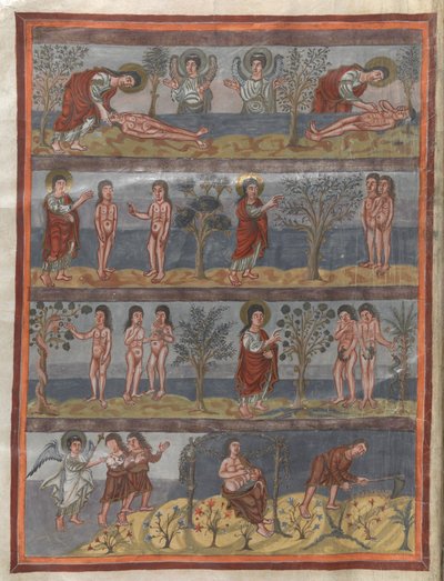 Add. 10546, f.5v La creazione di Adamo ed Eva da French School
