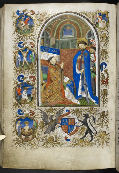 Duca di Bedford davanti a San Giorgio, dal Libro delle Ore (Le Ore di Bedford) c.1410-30 da French School