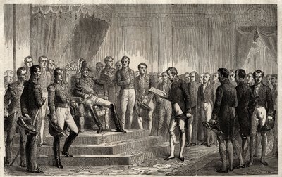 Discorso dei 221 - Lo statista liberale Roy-Collard presenta il Discorso dei 221 - Pierre Paul Royer-Collard legge al re francese Carlo X il discorso dei 221 per protestare contro il Regolamento del 1830 - Pierre Paul Royer Collard (1763-1845) da French School
