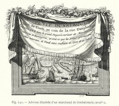 Indirizzo illustrato di un venditore di chincaglierie; XVIII secolo (incisione) da French School
