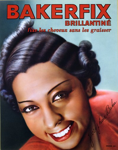 Pubblicità per la brillantina Bakerfix con Josephine Baker da French School