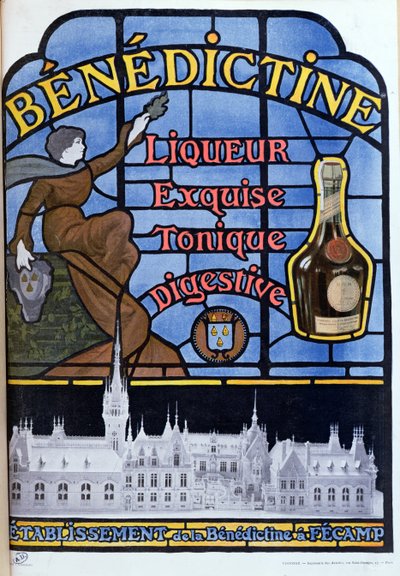 Pubblicità per il liquore Benedettino, inizio XX secolo da French School