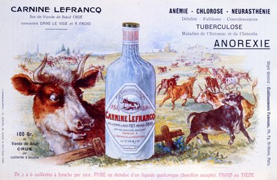 Pubblicità per Carnine Lefrancq, pubblicata nella rivista medica Chanteclair, inizio XX secolo da French School