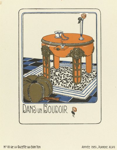 Pubblicità per "Dans un Boudoir", pub.1920 (stampa a stencil) da French School