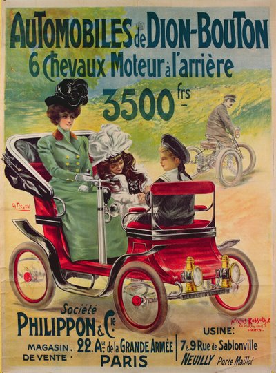 Pubblicità per automobili De Dion-Bouton, c.1900 da French School