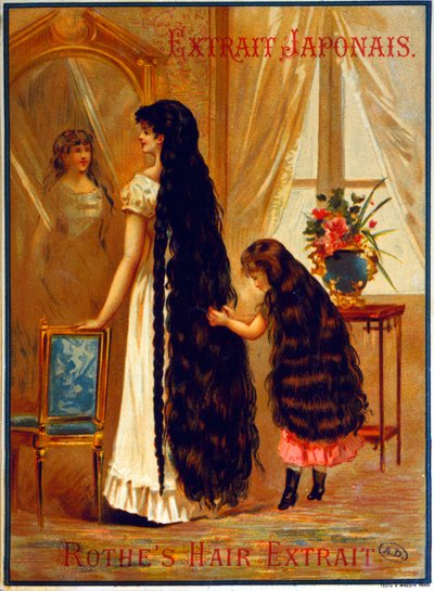 Pubblicità per Extrait Japonais, un prodotto per capelli che promuove la crescita dei capelli, 1895 da French School