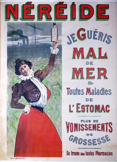 Pubblicità per il medicinale Nereide contro il mal di mare, c.1900 da French School