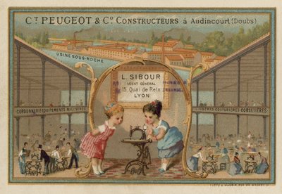 Pubblicità per macchine da cucire Peugeot da French School