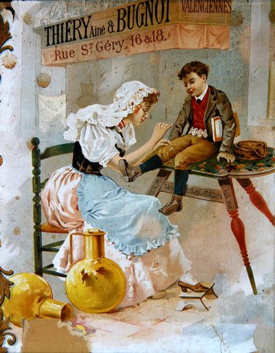 Pubblicità per il filo da cucito Thiery & Bugnot, fine XIX secolo da French School
