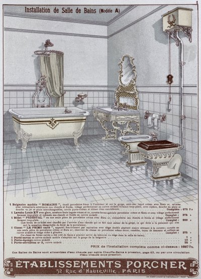 Pubblicità per bagni prodotti da Etablissements Porcner, 1899 da French School