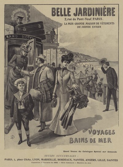 Pubblicità per il negozio di abbigliamento Belle Jardiniere, Parigi da French School