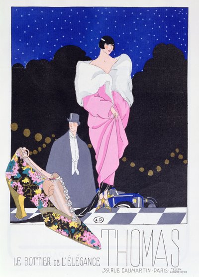 Pubblicità per il calzolaio Thomas dalla rivista di moda Art-Gout-Beaute, 1924 da French School