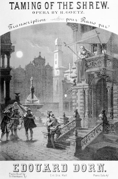 Pubblicità per La bisbetica domata di Goetz, 1878 da French School