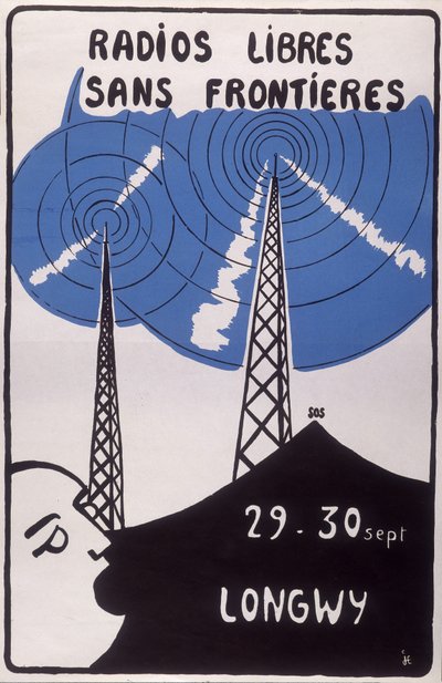 Pubblicità per stazioni radio libere senza frontiere a Longwy da French School