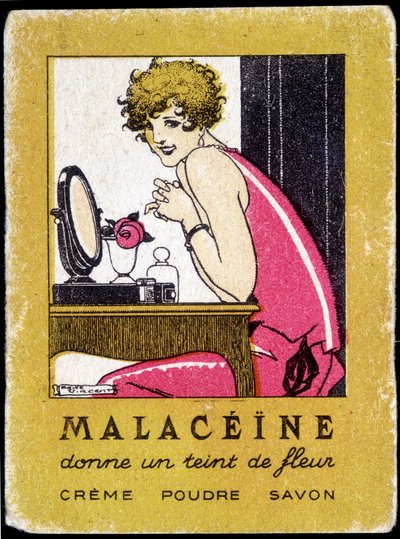 Cartolina pubblicitaria per i prodotti di bellezza Malacène. circa 1920. da French School