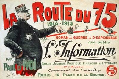 Poster pubblicitario per il romanzo "La Route du 75:1914 - 1915: Roman de guerre et d