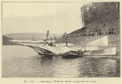 Aeroplano Wilhelm Kress navigando sull