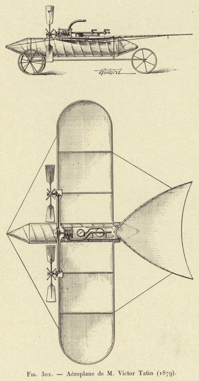 Aeroplano di M Victor Tatin (1879) da French School