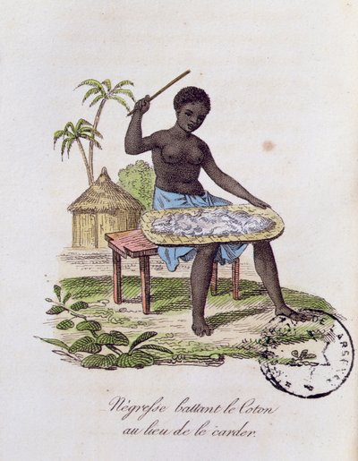 Donna africana che batte il cotone da French School