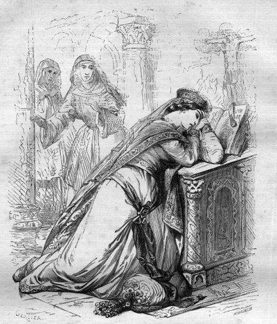 Agnese di Merania o Merano (1172-1201), regina di Francia, fu mandata in convento dal re Filippo Augusto. Incisione in 