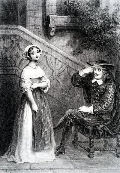 Agnese con il suo tutore Arnolphe, da La scuola delle mogli, di Molière da French School