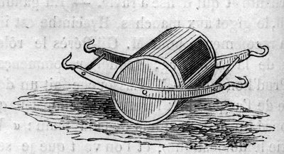 Macchina agricola: un distributore di fertilizzanti presentato al concorso agricolo di Parigi nel 1860. Incisione in 