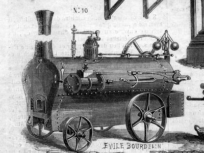 Macchina agricola: una locomobile presentata al concorso agricolo di Parigi nel 1860. Incisione in 
